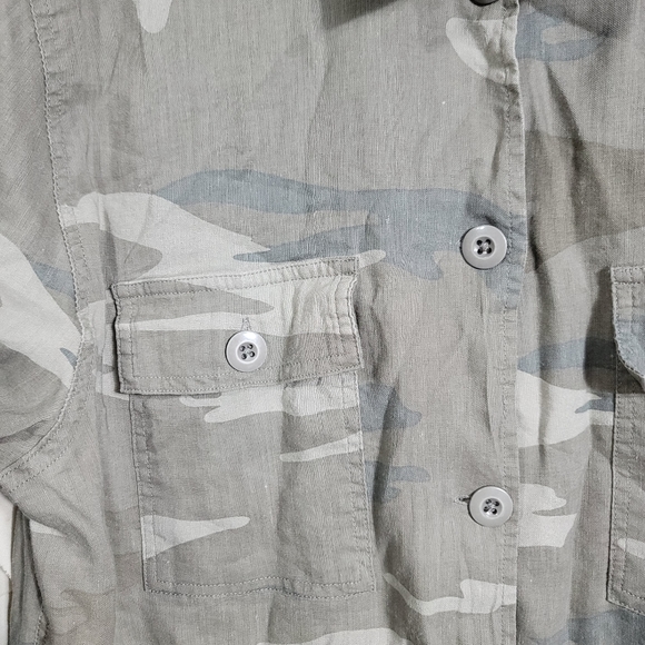 Rails Everett Camo Linen Blend Button Up Shirt Shacket Large - Picture 5 of 10